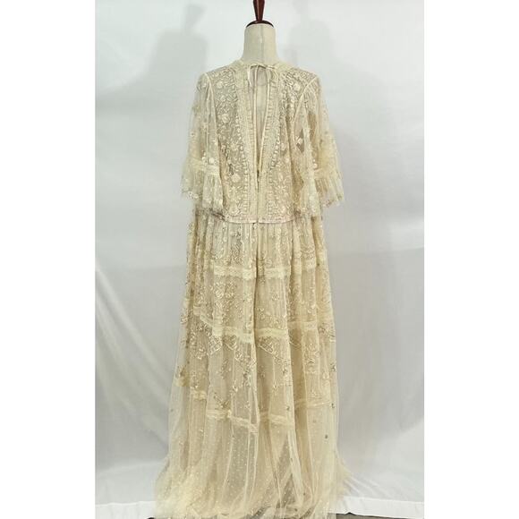 NEEDLE & THREAD Sz 20 US Champagne Lottie Lace Gown Dress NWT - Picture 4 of 14